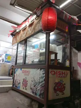 Gerobak bekas takoyaki full besi dan perlengkapan