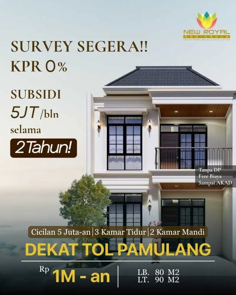 Rumah American Classic Dekat Tol Pamulang 2 di New Royal Residence
