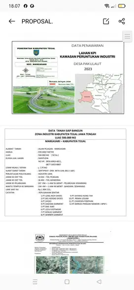 Tanah ploting industri Tegal luas murah