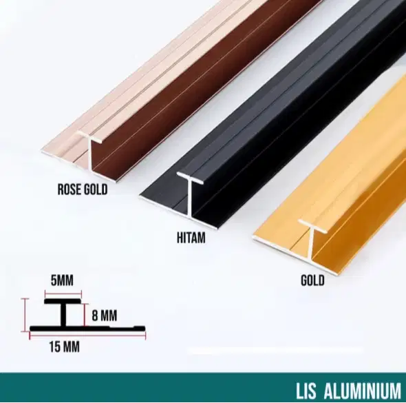 LIS T PANEL ALUMINIUM 3 meter/ Untuk Wallboard, Sheetboard dinding