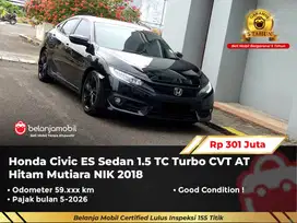 [ GARANSI 5TH ] Honda Civic ES Sedan 1.5 Turbo CVT AT Hitam 2018/2019