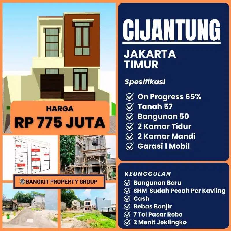 Rumah cash kpr 785 juta jakarta timur 2 kt 2km 2 lantai