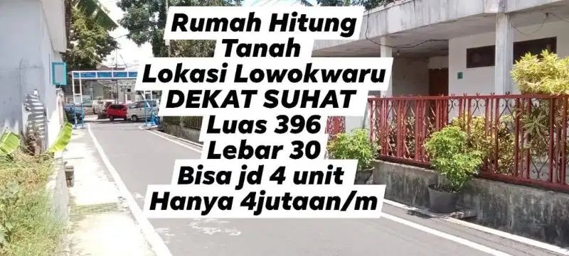 Dijual Rumah Hitung Tanah Lowokwaru Dekat Suhat Malang