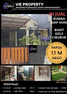 TURUN HARGA RUMAH CANTIK CIBUBUR BUKIT GOLF DIJUAL MURAH   SIAP HUNI