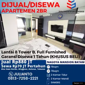 Dijual Apartemen Tipe 2BR Full Furnished di Nagoya Mansion Batam