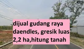 DIJUAL GUDANG JL. RAYA DAENDLES,GRESIK AKSES KONTAINER ZONA INDUSTRI