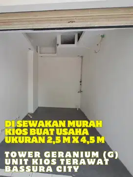 SEWA MURAH KIOS USAHA/NIAGA TOWER GERANIUM (G) APARTEMEN BASSURA CITY