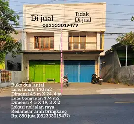 Termurah ruko dua lantai nol jl. raya bringkang arah kedamean