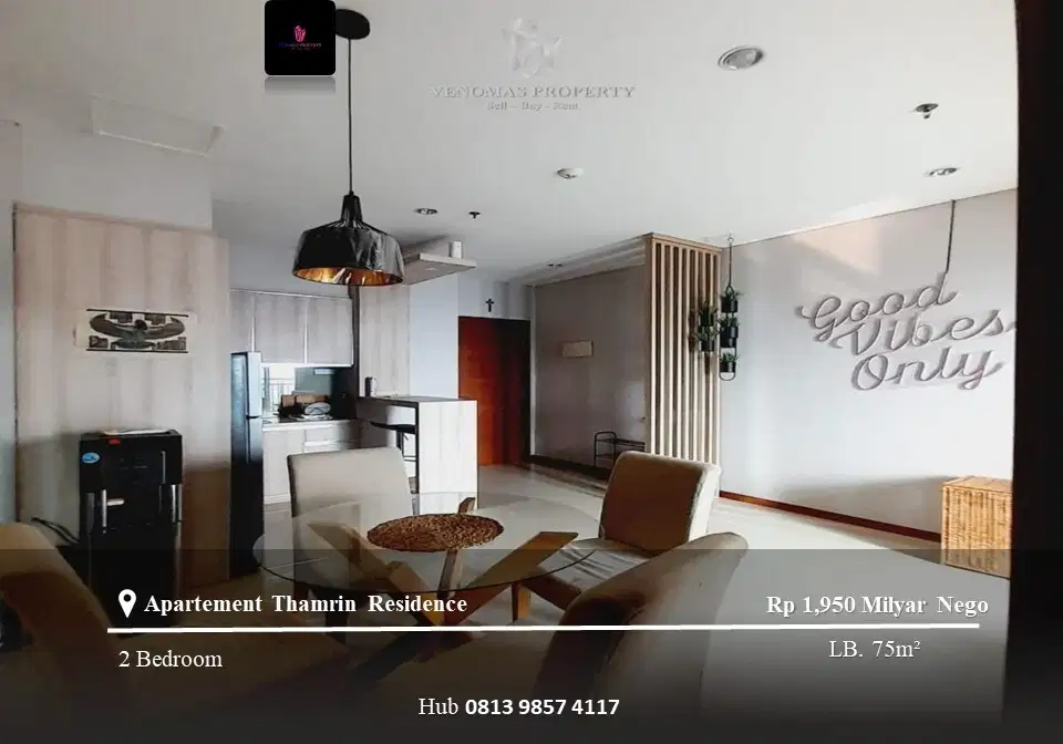 Dijual Apartemen Thamrin Residence Premiere High Floor 2BR+1 Furnished