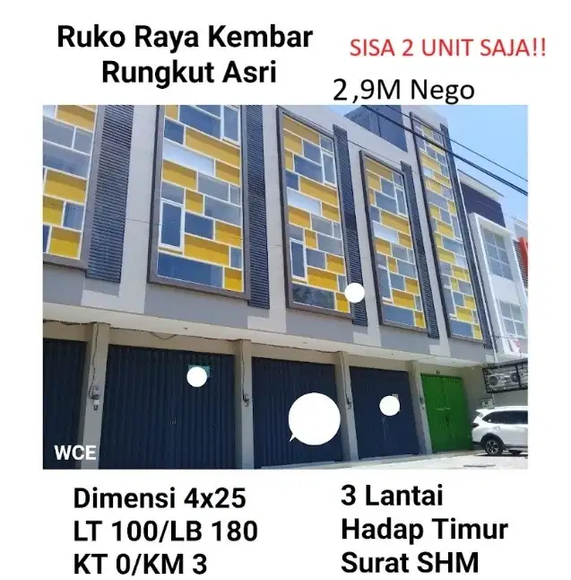 Ruko Murah 3 Lantai Raya Rungkut Asri Jalan Kembar Merr Rungkut Madya
