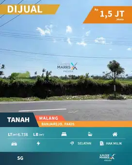 g070 Tanah Pertanian di Poros Jalan Aspal di Banjarejo, Pakis Malang