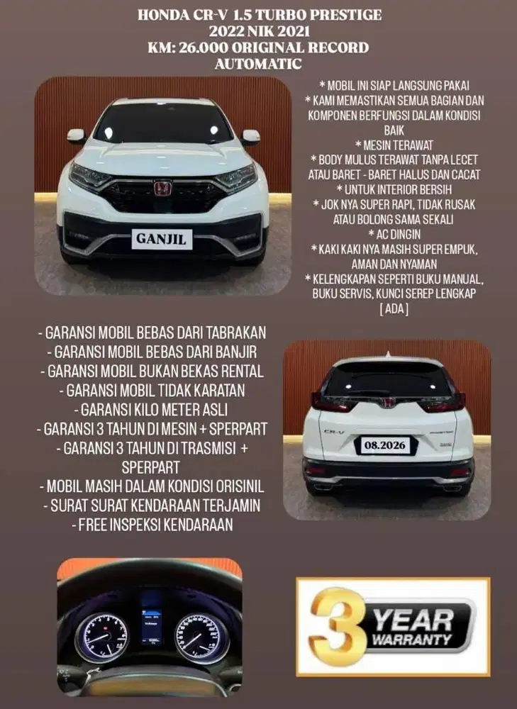 [ KM 26.000 ORIGINAL ] HONDA CRV PRESTIGE 1.5 TURBO PRESTIGE 2021