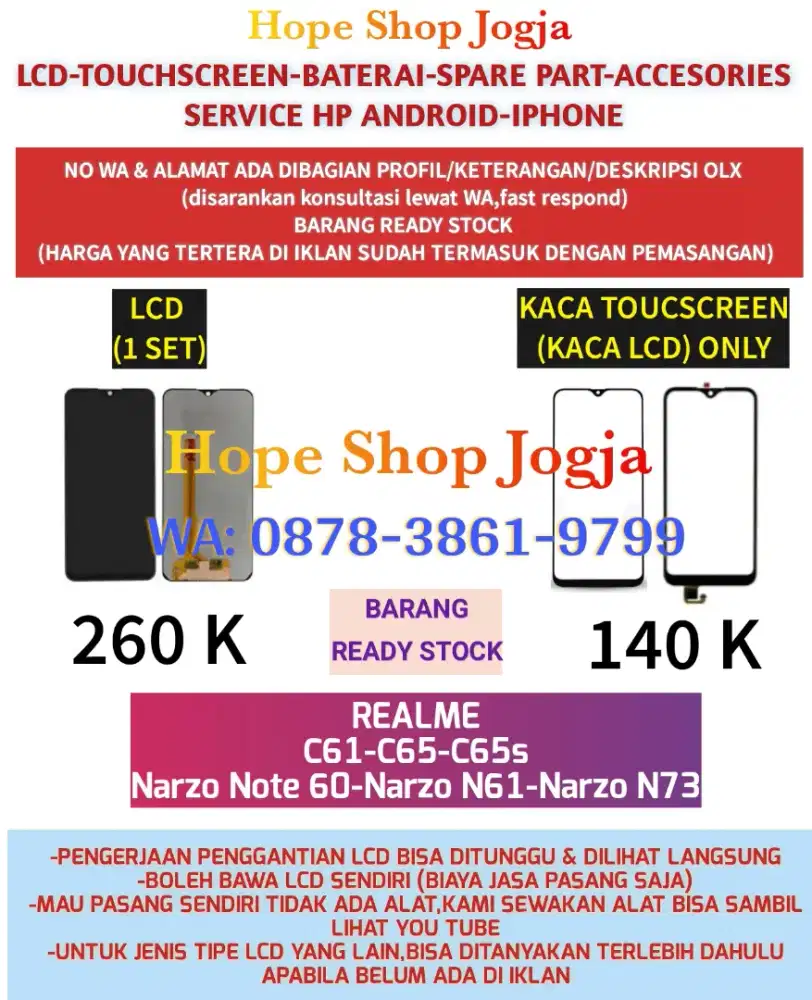 Touchscreen-Baterai-LCD REALME C61-C63-Note 60-Note 60x