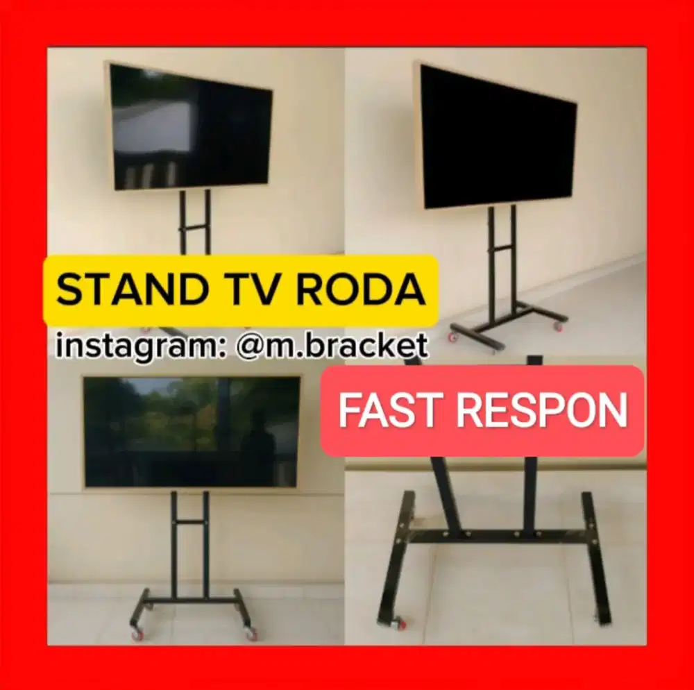 Braket TV Standing Roda Dobel Tiang Murah Bagus Ekonomis