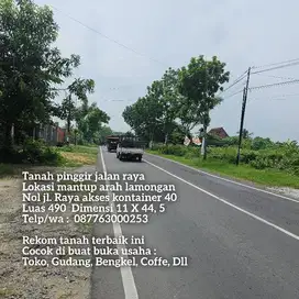 Tanah pinggir jl. Raya mantup arah lamongan kota