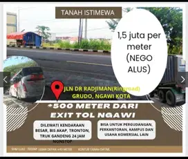 Tanah super strategis hanya 500 meter dari exit tol Ngawi