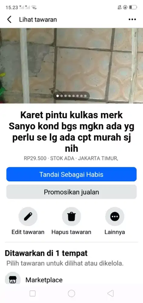 Karet pintu kulkas Sanyo 1 pintu kond bgs mgkn ada yg perlu murah sj