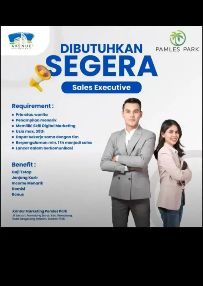 Dibutuhkan sales executive property
