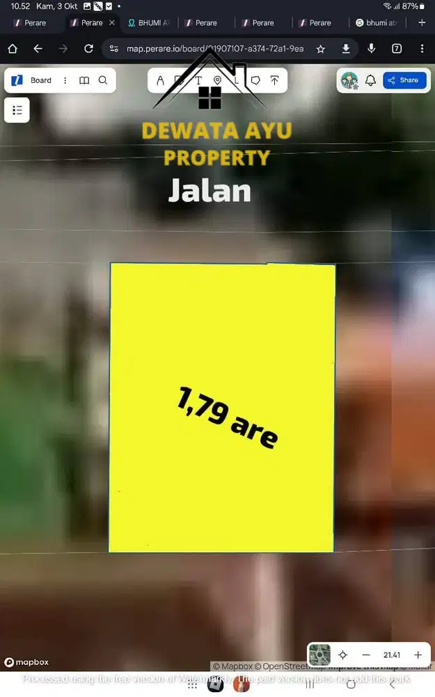 LAHAN JUAL LUAS 179M2 LOKASI STRATEGIS ZONA PEMUKIMAN DI RENON