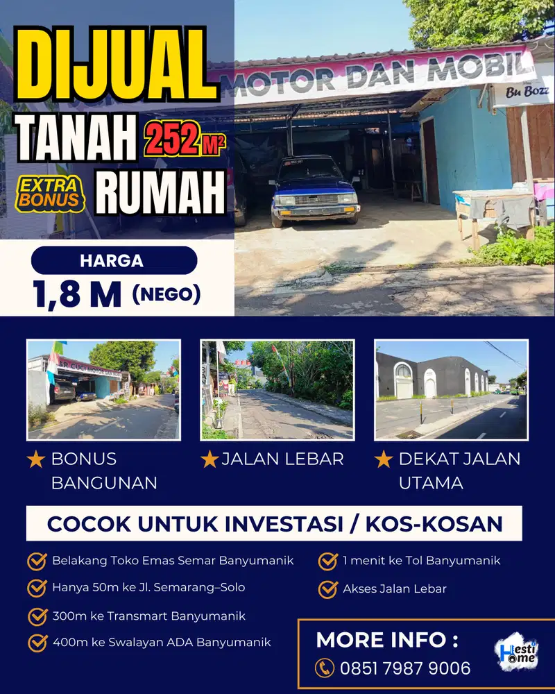 Peluang Emas! Tanah 252m² Bonus Rumah Cocok Untuk Kos/Inves Banyumanik
