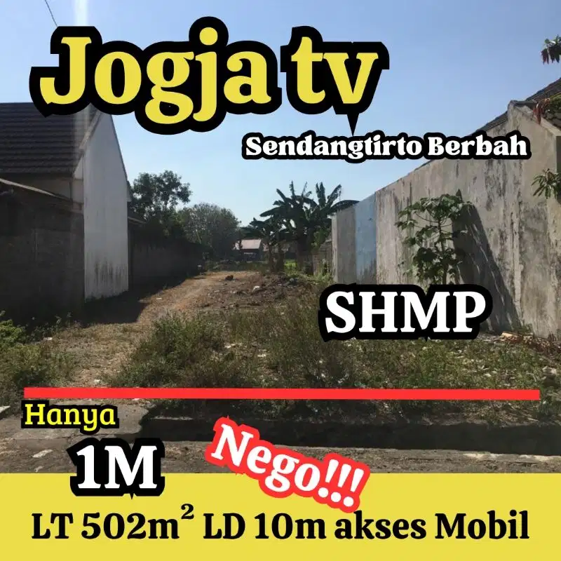 tanah pekarangan di berbah dekat jogja tv