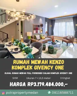 DIJUAL RUMAH MEWAH FULL FURNISHED DALAM KOMPLEK EKSKLUSIF GIVENCY ONE