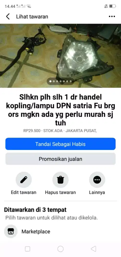 Slhkn lh slh 1 dr handel/lampu sepeda/motor kond bgs mgkn perlu murah2