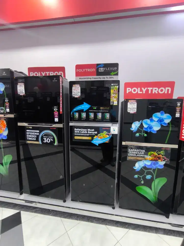 Terima kredit kulkas Polytron all tipe bergaransi tanpa dp syarat ktp