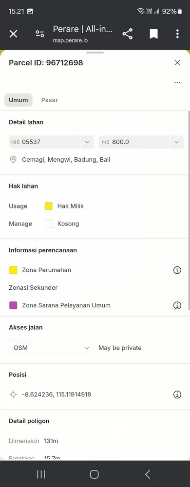 Tanah murah dekat pantai cemagi