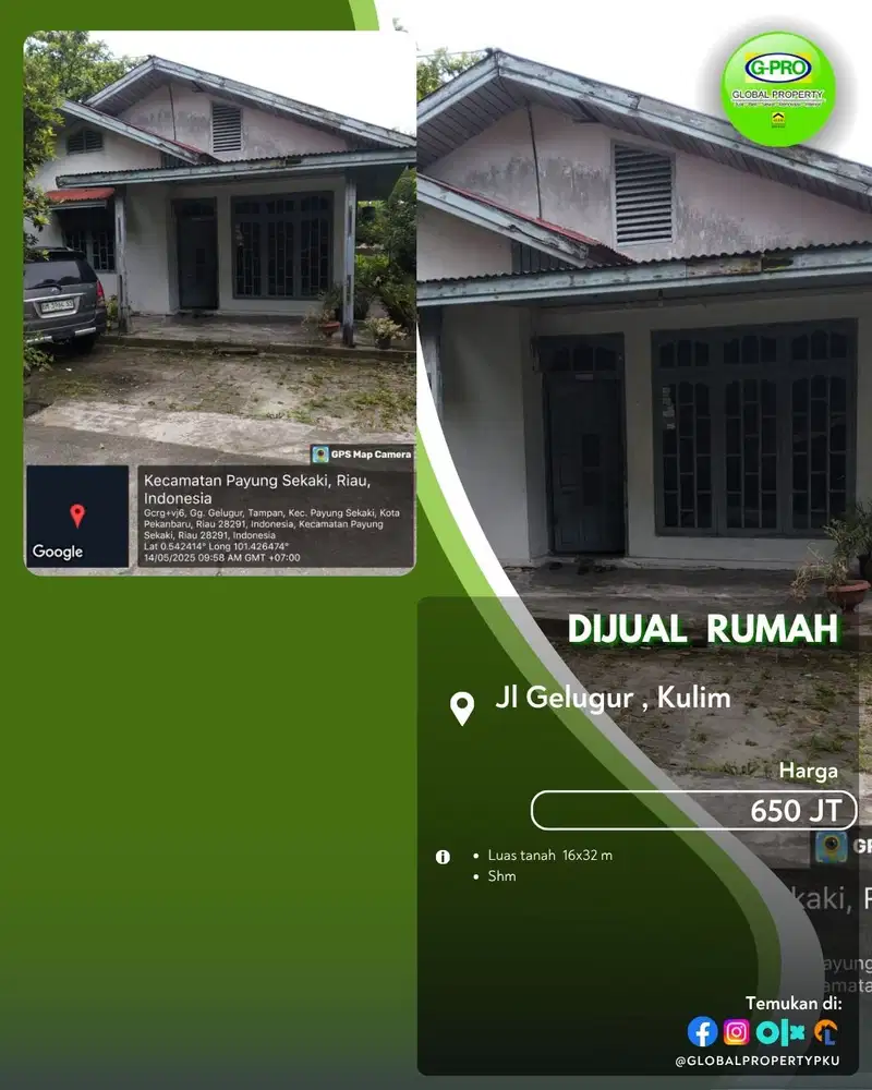 Dijual Rumah Dan Tanah Siap Bangun Daerah Gelugur Kulim!