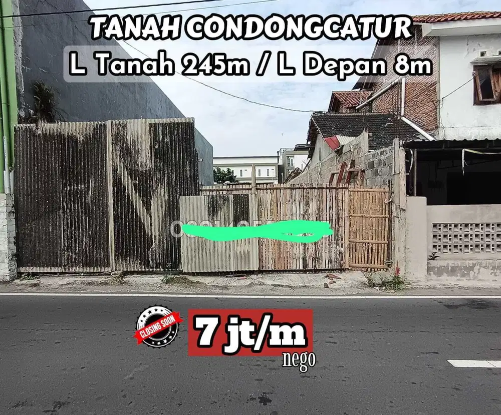 Tanah sangat strategis pinggir jalan besar condongcatur cocok usaha
