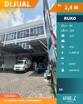 Dijual Ruko 3 Lt Sangat Strategis di Poros Jalan Sigura-gura, Malang