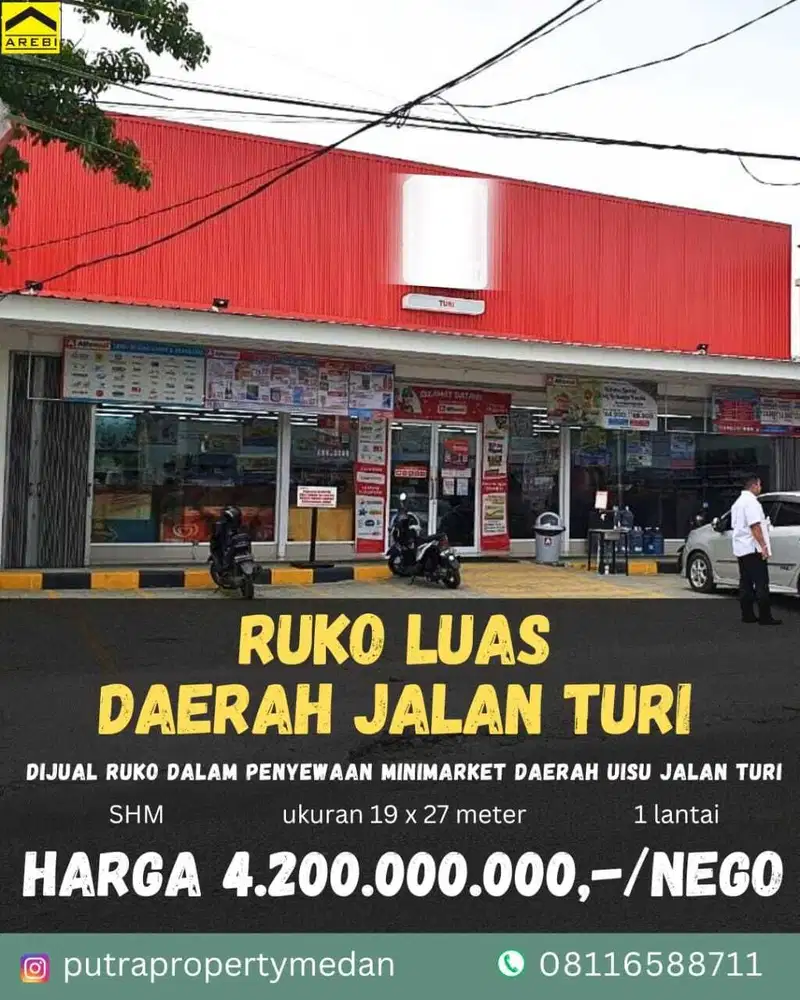 DIJUAL RUKO DALAM PENYEWAAN MINIMARKET JALAN TURI