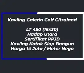 Dijual Kavling Galeria Golf Citraland, Dkt BGI Puncak Golf