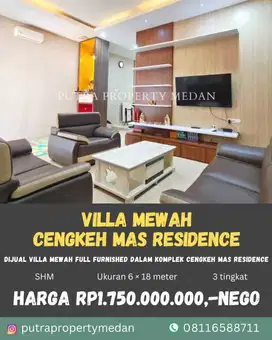 DIJUAL VILLA MEWAH FULL FURNISHED DALAM KOMPLEK Cengkeh Mas Residence