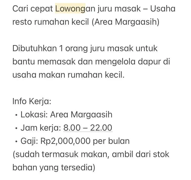Cari Cepat Juru Masak - Resto Rumah Online Kecil