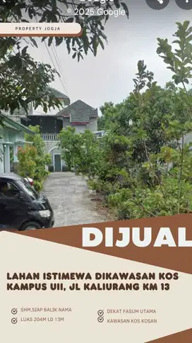 Tanah strategis cocok untuk kost hunian selatan kampus UII
