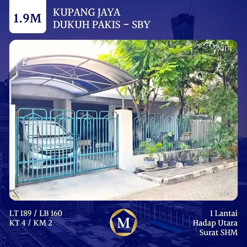 Rumah Kupang Jaya Dukuh Pakis Surabaya Barat dkt Sukomanunggal Pradah