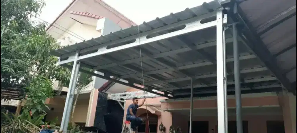 Kanopi rangka bajaringan atap spandek