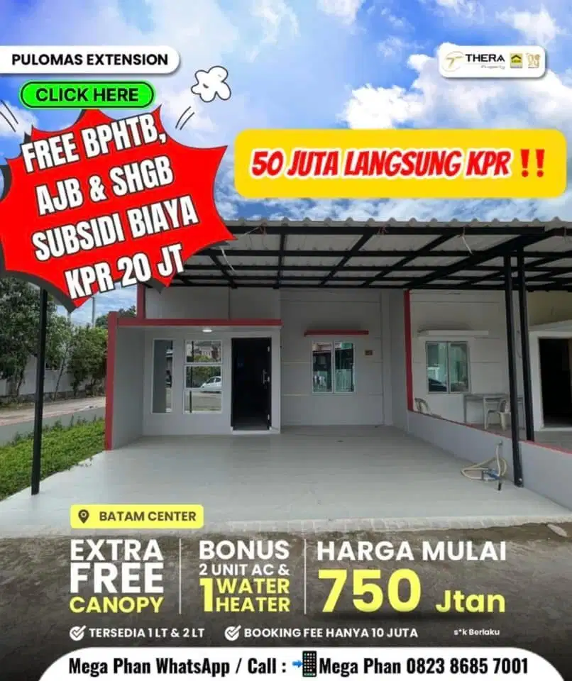 Dijual Rumah Baru Siap huni free AJB , SHGB , BPHTB dan Biaya KPR