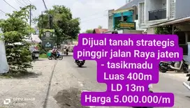 Dijual segera tanah strategis pinggir jalan Raya Jaten - Tasikmadu