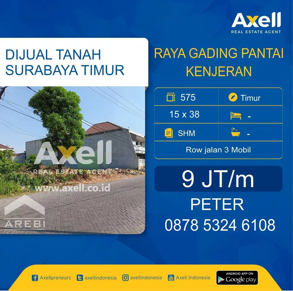 Tanah Raya Gading Pantai Dijual