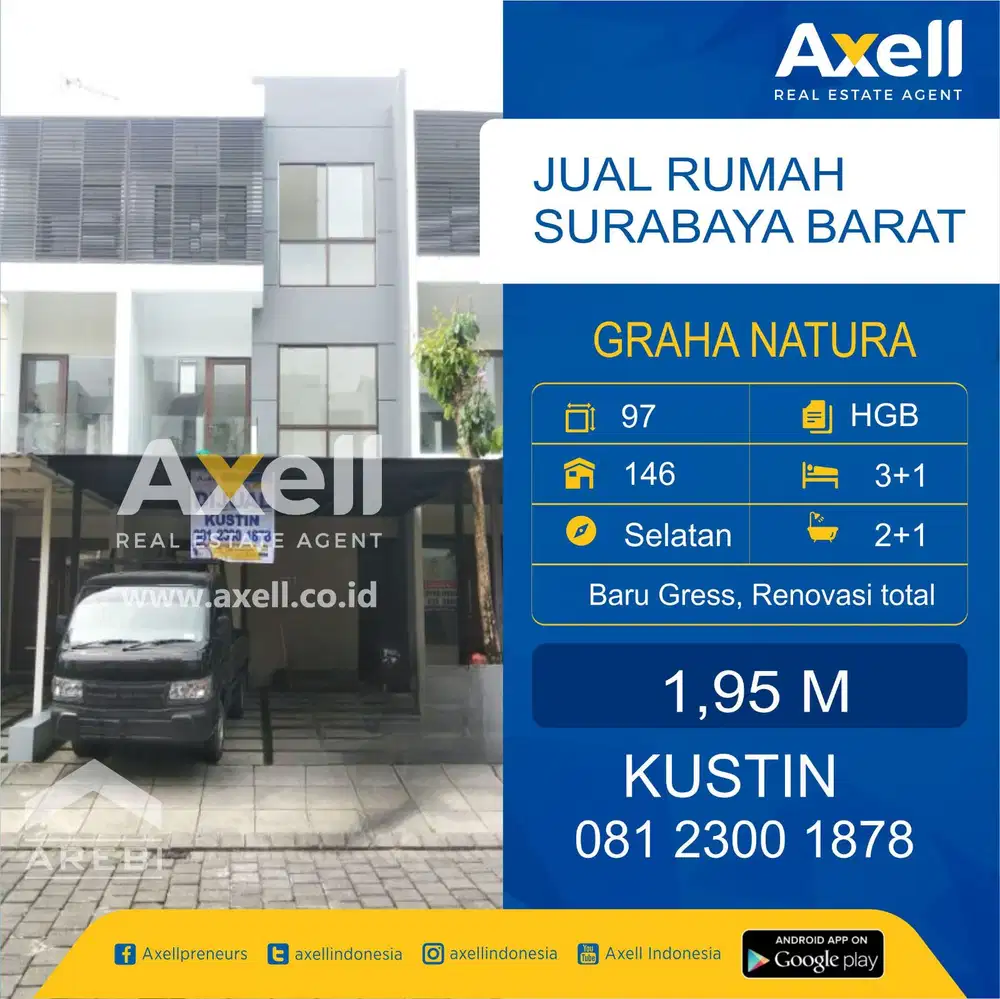 Rumah 3 lantai Gardenville Graha Natura Dijual