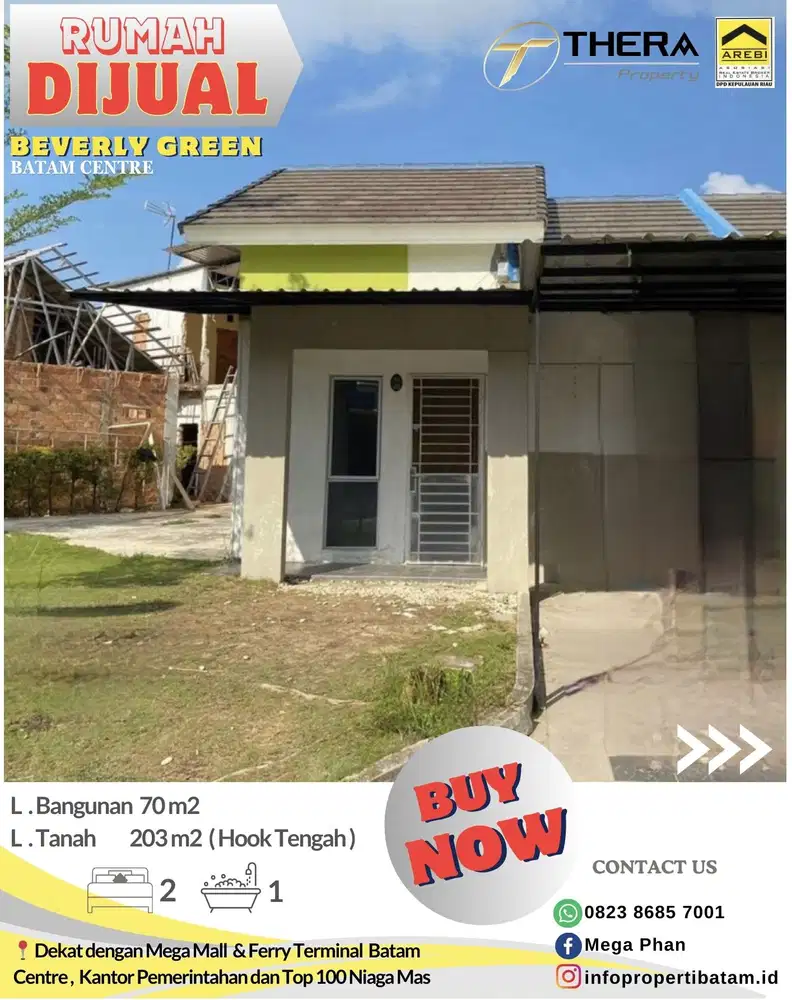 Rumah Dijual Murah 1 Lantai hook di Beverly batam centre