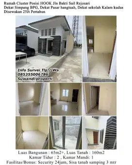 Disewakan rumah cluster posisi hook jln.bakti sail rejosari
