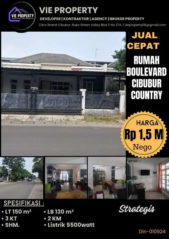 JUAL CEPAT RUMAH BOULEVARD CIBUBUR COUNTRY DEKAT CITRA GRAN