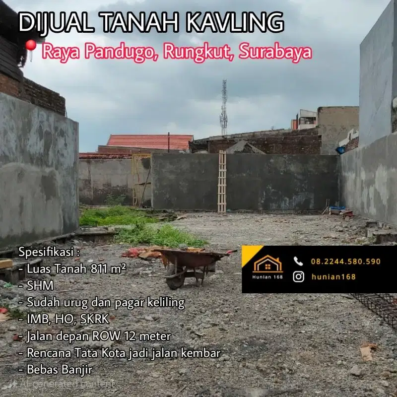 Tanah Kavling Raya Pandugo Rungkut Penjaringan Medokan Surabaya Timur