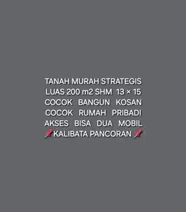 TANAH MURAH STRATEGIS KALIBATA PANCORAN 550 METER JL RAYA PASAR MINGGU