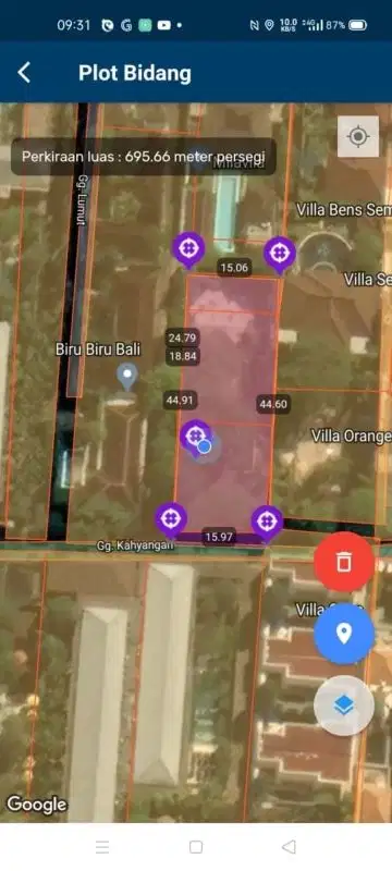 tanah kontrak dekat pantai oberoi seminyak