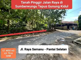Jual Tanah murah pinggir jalan raya pantai di Sumberwungu Gunungkidul